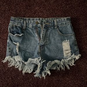 Frayed denim jeans